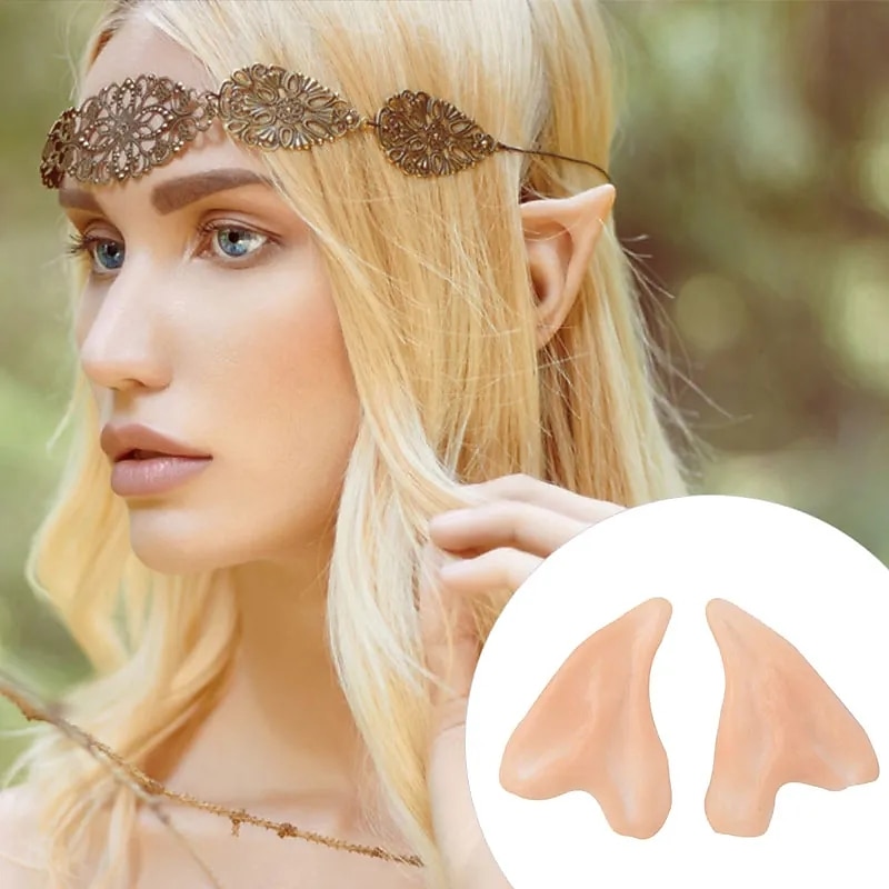 Halloween Elf Ears Cosplay Props, Latex Fairy Angel Dress Up False Ears, Half Elf Ears for Halloween Costume, Party Decoration Accessories