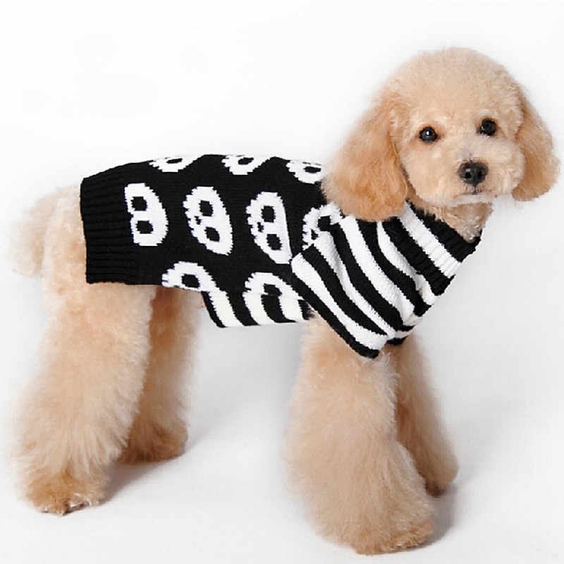 Dog Cat Sweater Jumper Fashion Cool Winter Warm Breathable Soft Washable Comfortable Outdoor Halloween Casual Daily Dog Clothing for Bichon Frise Pomeranian Baby Pet Papillon Small2