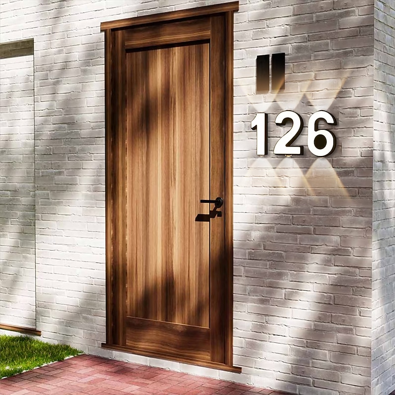 LED House Numbers Outside Wall Light IP65 Waterproof LED Floating Home Address Number Stainless Steel Large, Modern House Numbers for Outside, Yard, Street 110-240V2
