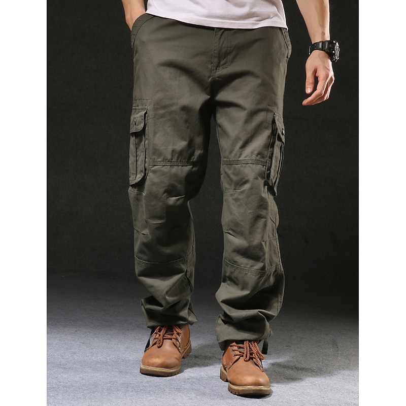 Men's Cargo Pants Cargo Trousers Hiking Pants Pocket Plain Comfort Breathable Outdoor Daily Going out Fashion Casual Army Yellow Black Micro-elastic3