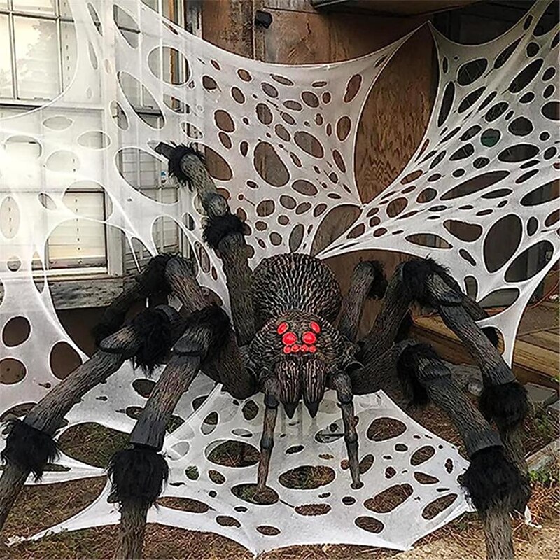 Halloween Decorations Outdoor Spider Web,Stretchy Beef Netting Spiders Webbing Pre-Cut Gauze Cobweb Haunted House Decor