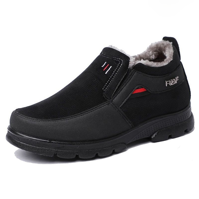 Men's Black Winter Slip-On Boots with Fleece Lining, Waterproof and Warm for Outdoor Cold Weather Wear2