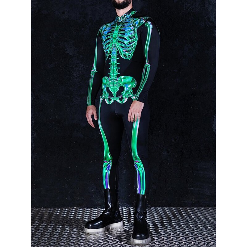 Skull Skeleton Cosplay Costume Earrings Bodysuits Men's Women's Movie Cosplay Scary Costume Black Purple Green Leotard / Onesie Halloween Carnival Masquerade Polyester4