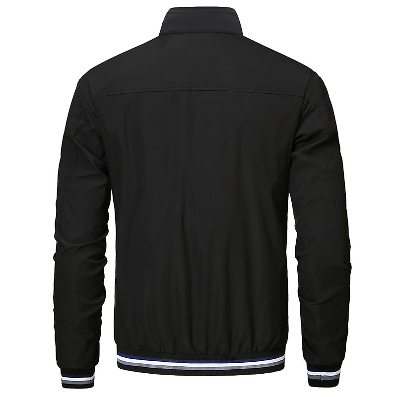 Men's Lightweight Jacket Summer Jacket Windbreaker Transition Jacket Outdoor Vacation Warm Fall Winter Plain Fashion Streetwear Stand Collar Regular Black White Yellow Blue Green Jacket3
