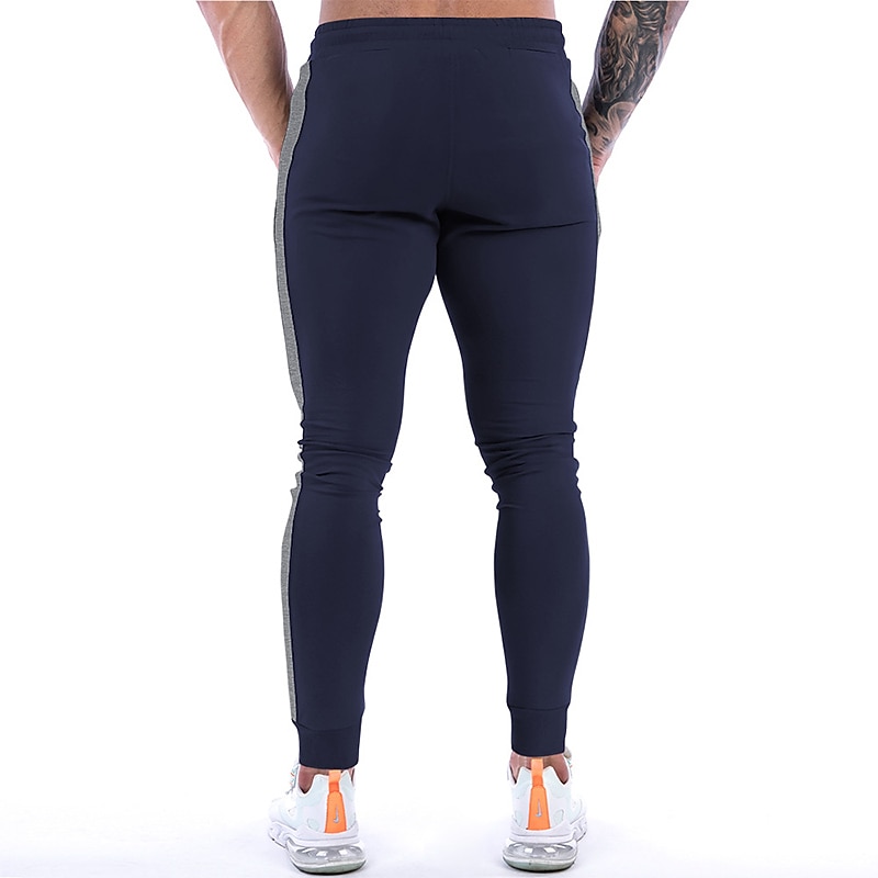 Men's Athletic Pants Sweatpants Joggers Trousers Pocket Drawstring Elastic Waist Stripe Comfort Breathable Outdoor Daily Going out Fashion Casual Black Dark Blue4