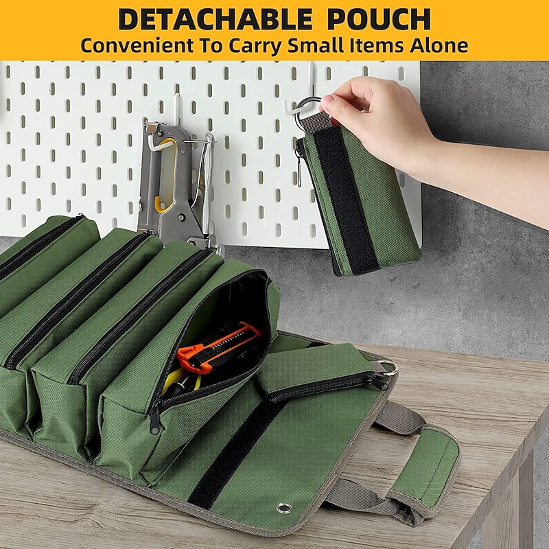 Tool Bag Tool Roll Organizer Roll Up Tool Bag With Detachable Pouches, Heavy Duty Tool Organizers With 6 Tool Pouches - Tool Roll Pouch For Mechanic, Electrician Hobbyist3