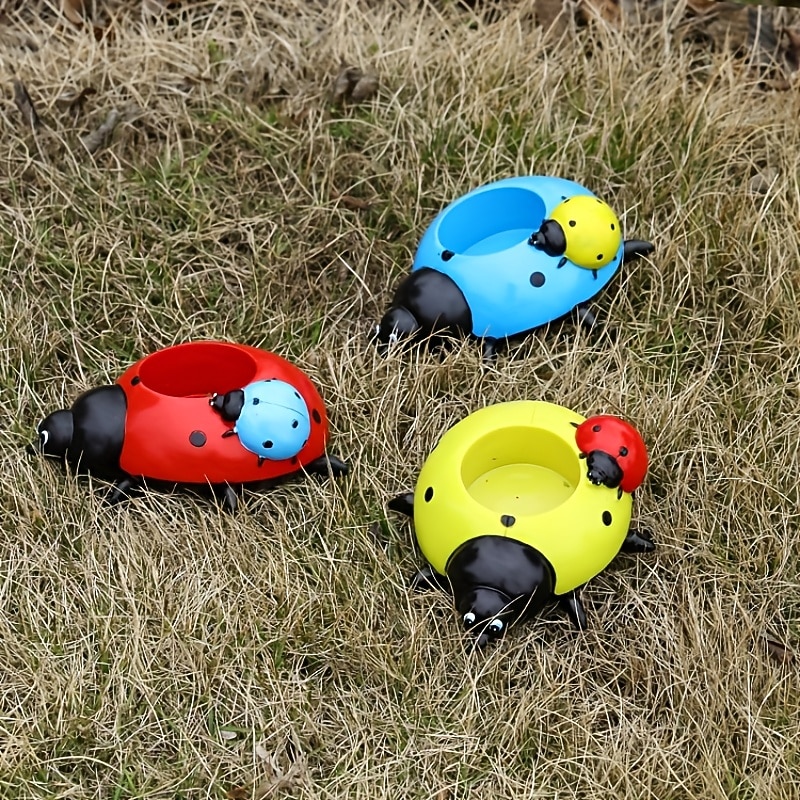 Resin Ladybugs Flower Pots Decor, Ladybug Flower Planters, Ladybug Flower Vase, Ladybug Planter Decor, Ladybug Decor for Outside Garden Yard Lawn Decoration2
