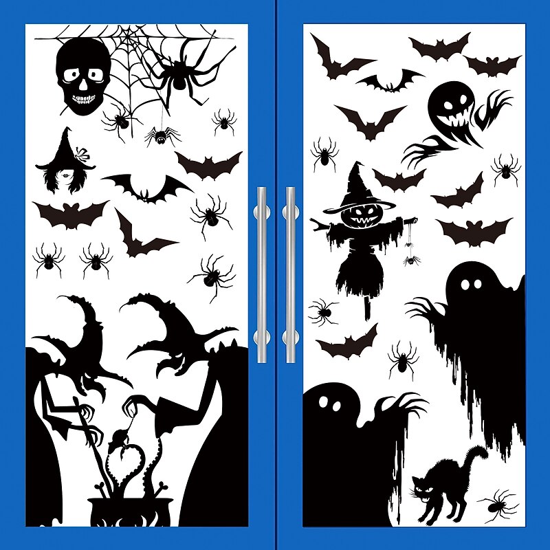 Halloween Window Sticker Set, 4 Sheets Double Sided Ghost Window Decals, Halloween Decoration Ghost Stickers for Windows Glass Walls and Party Supplies3