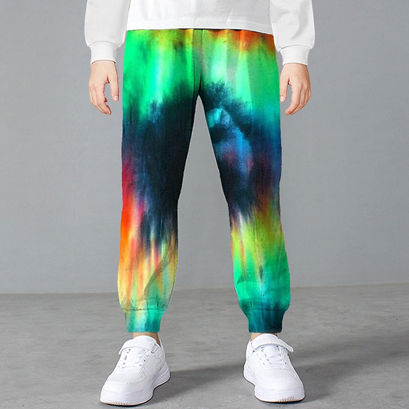 Boys 3D Tie Dye Pants Fall Winter Active Streetwear 3D Print Kids 3-12 Years Outdoor Sport Casual Regular Fit2
