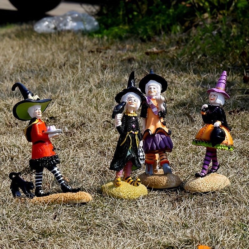 Halloween Witch Doll Resin Figurines Tabletop Ornament Home Office Decoration Boys Girls Birthday Festival Gift Collectibles2