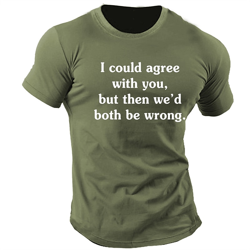 Men's Letter Graphic Prints T Shirt Graphic Tee Cotton Short Sleeve Graphic Shirt Black Green Dark Blue Comfortable Tee Outdoor Street Fashion Designer Clothing