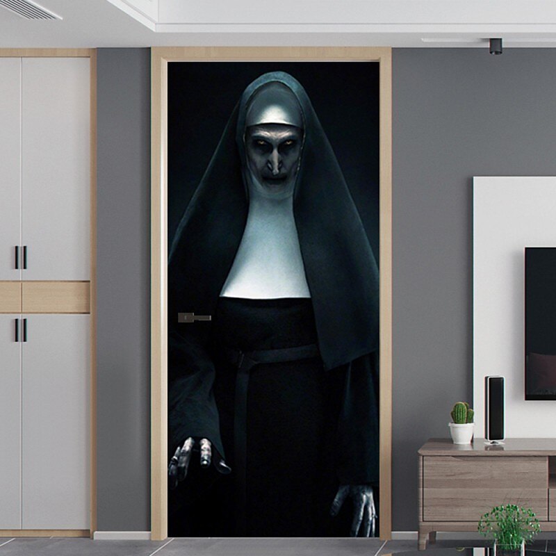 Halloween Ghost Sister Creative 3D Door Sticker Personalized Wood Door Home Decoration Wall Decal Paper Refurbished Wall Decal
