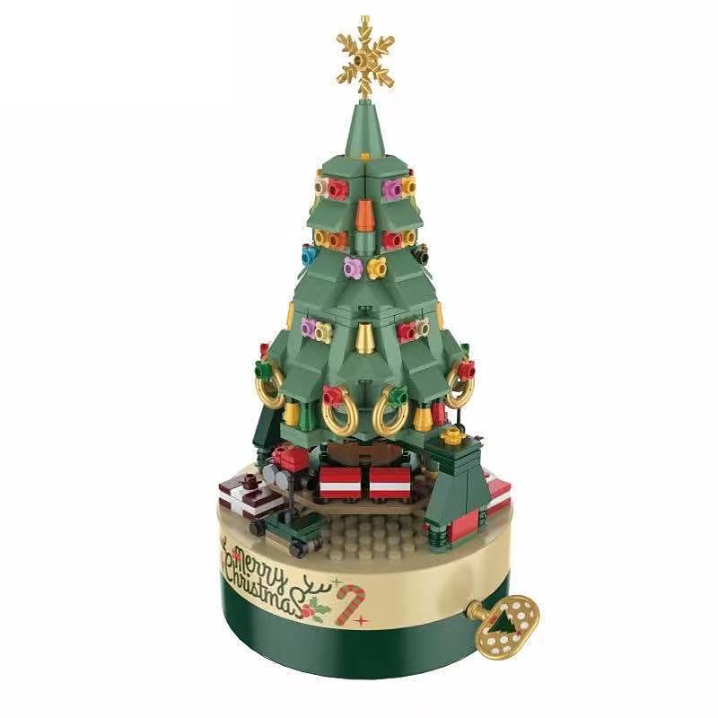 Colorful Christmas Tree Building Block Rotating Music Box Compatible with Christmas Building Block Gift Decoration Toys for Christmas Gifts3