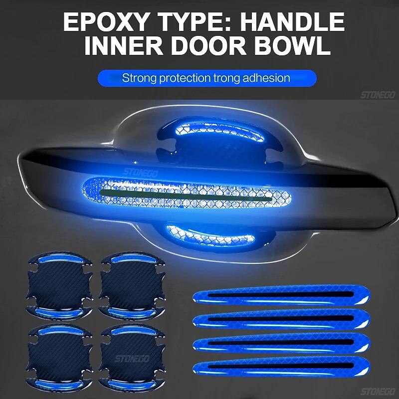 StarFire 4pcs/8pcs Universal Door Handle Sticker 3D Carbon Fiber Car Door Handle Paint Scratch Protector Sticker Stonego Auto Door Handle Scratch Cover