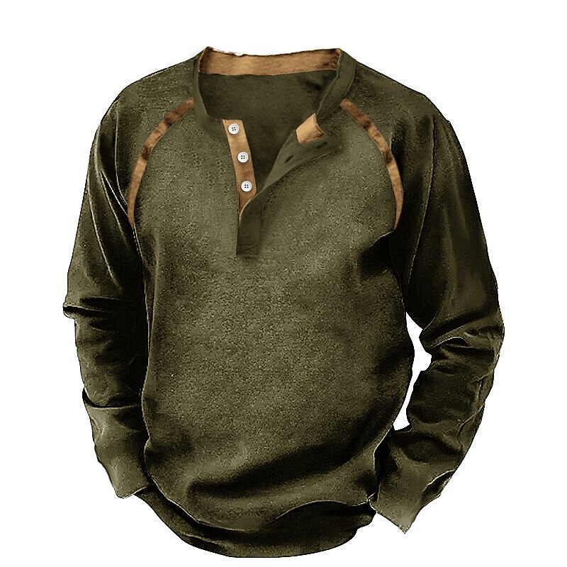 Men's Button T Shirt T Shirt Henley Shirt Tee Top Long Sleeve Henley Summer Color Block Fashion Designer Basic Vacation Street Going out Dark Gray Navy Blue Brown Top Tee for Men4