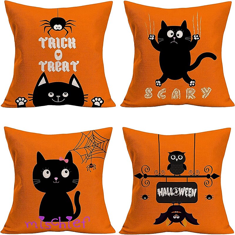 Halloween Double Side Pillow Cover 1PC Soft Decorative Square Cushion Case Pillowcase for Bedroom Livingroom Sofa Couch Chair Pumpkin Ghost Trick or Treat Halloween Decorations