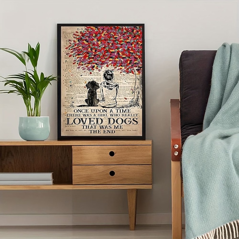 Wall Art Canvas Once Upon A Time There Was A Girl Who Really Loved Dogs That Was Me ThePrints and Posters Pictures Decorative Fabric Painting For Living Room Pictures No Frame2