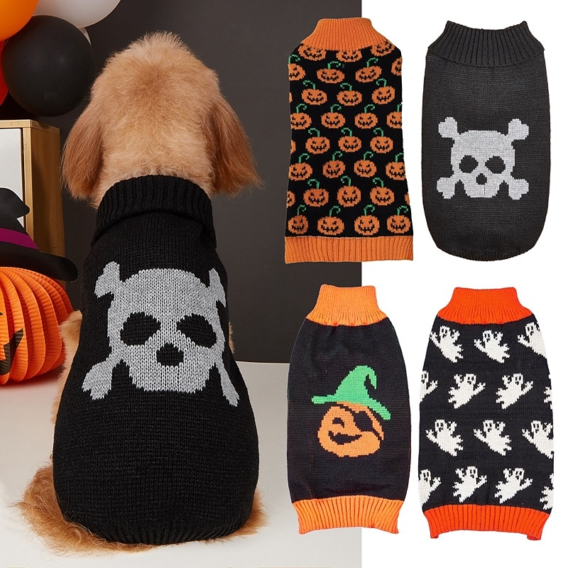 Dog Cat Sweater Jumper Party Funny Winter Breathable Soft Washable Comfortable Outdoor Halloween Casual Daily Dog Clothing for Bichon Frise Pomeranian Baby Pet Papillon Small