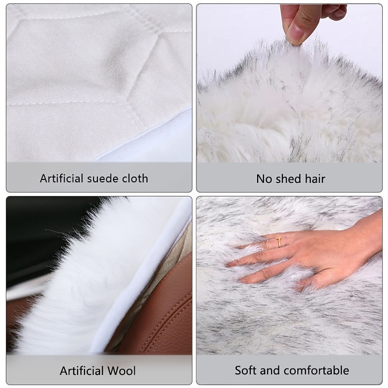 Car Seat Cushion for Tesla Model 3 2019- 2022/model Y Comfortable and Breathable Warm Faux Fur Front and Rear Seat Cover Interior Accessories4