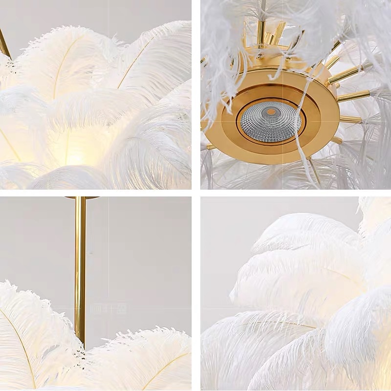 LED Pendant Light Chandelier Gorgeous Extra Large 90cm Ostrich Feather Bouquet Pendant Light Romantic Mounted Lighting Fixture for Restaurant Bedroom Chain NOT Adjustable 110-240V2