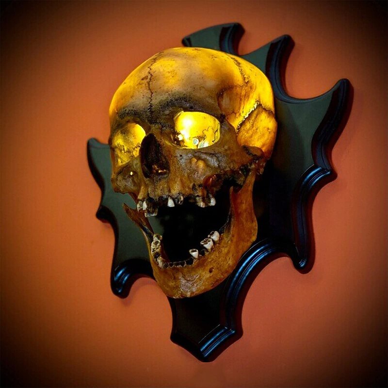 Skull Lamp Singing Head Night Light Wall Decoration Halloween Creative 3D Skeleton Head Home Walls Fine Horror Lamp for Party Porch Yard Bar Decor Bedside Wall Skull Sconce2