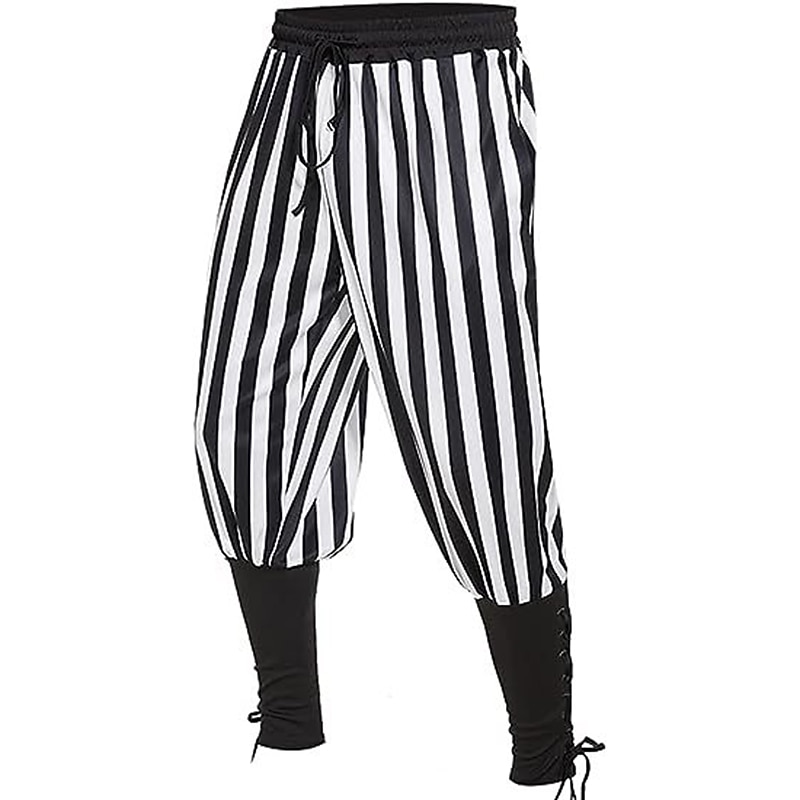 Retro Vintage Medieval 17th Century Pirate Pants Pirate Knight Ritter Viking Drawstring Stripes Fancy Dress Men's Pirate Halloween Carnival LARP Ren Faire Adults' Pants2