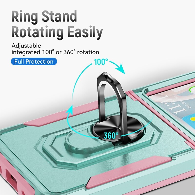 Phone Case For Samsung Galaxy Z Flip 6 Z Flip 5 Z Flip 4 Ring Holder Military Grade Protection Shockproof TPU PC4