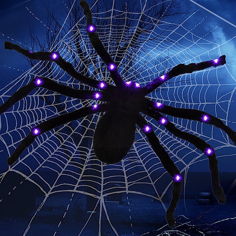 Halloween Spider, Waterproof Purple Web Light, Spider Halloween Decorations, for House, Garden, Indoor Outdoor, Horror Theme2