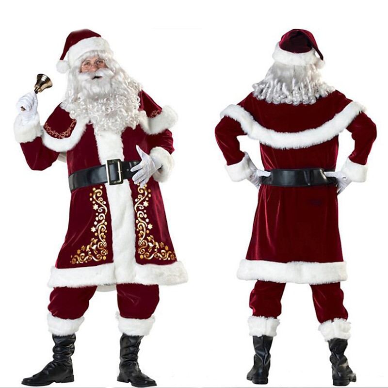 Santa Suit Santa Claus Cosplay Costume Masquerade Santa Clothes Adults' Men's Christmas Cosplay Costume Christmas Party Masquerade Christmas Easy Carnival Costume3