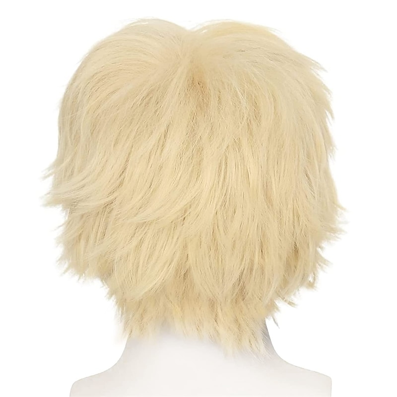 Short Blonde Wig for Men Boys   Mens Wig Blonde Short Cosplay Wig Synthetic Wig for Carnival Costume Fluffy Blonde Wig for Party Anime4