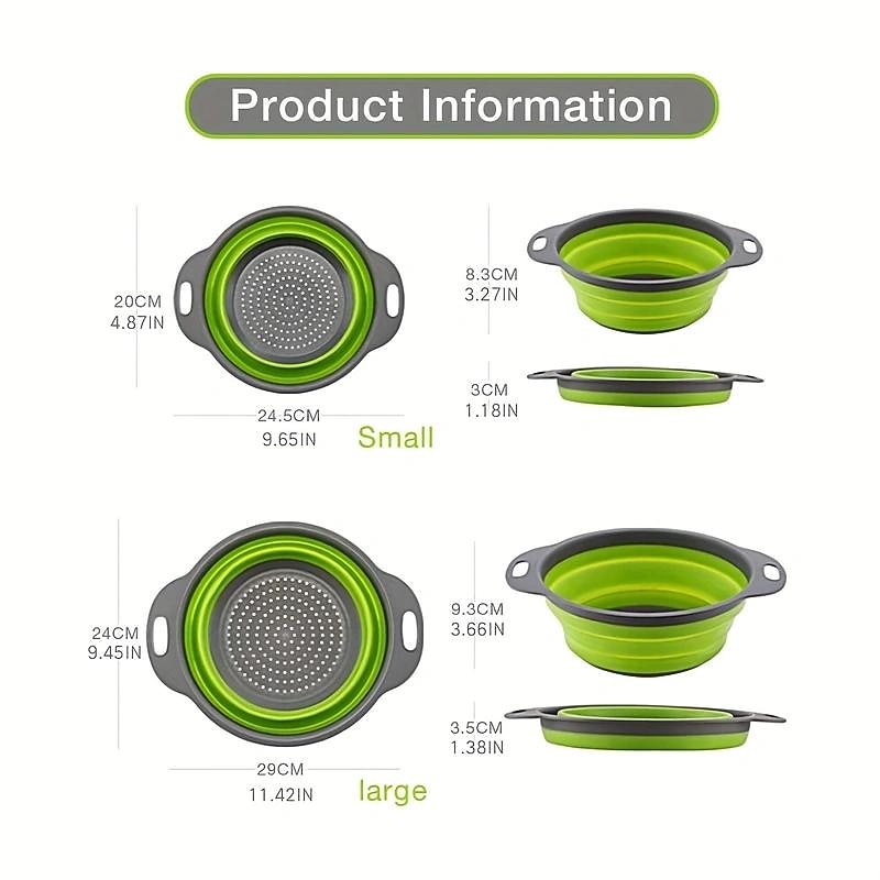 2pcs, Collapsible Silicone Drain Basket for Outdoor Camping and Kitchen - Portable Fruit and Vegetable Washing Basket - Reusable and Creative Design4