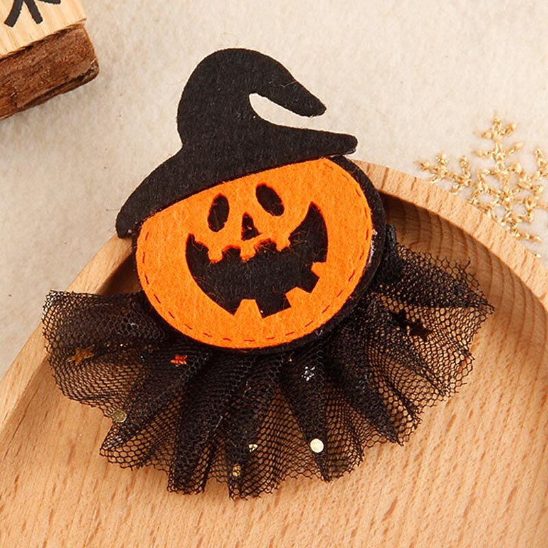Toddler Girls' Halloween / Casual / Daily Skull / Pumpkin / Spider Mesh Hair Accessories Halloween mesh clip-pumpkin / Halloween mesh clip-spider / Halloween mesh clip-skeleton One-Size3
