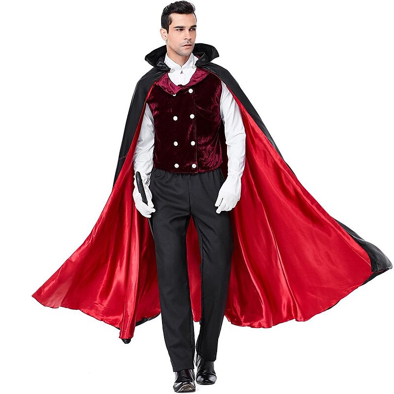 Vampire Dracula Halloween Cosplay Costume Masquerade Outfits Cosplay Adults' Men's Carnival Masquerade Mardi Gras Party / Evening Easy Halloween Costumes Dress Up2