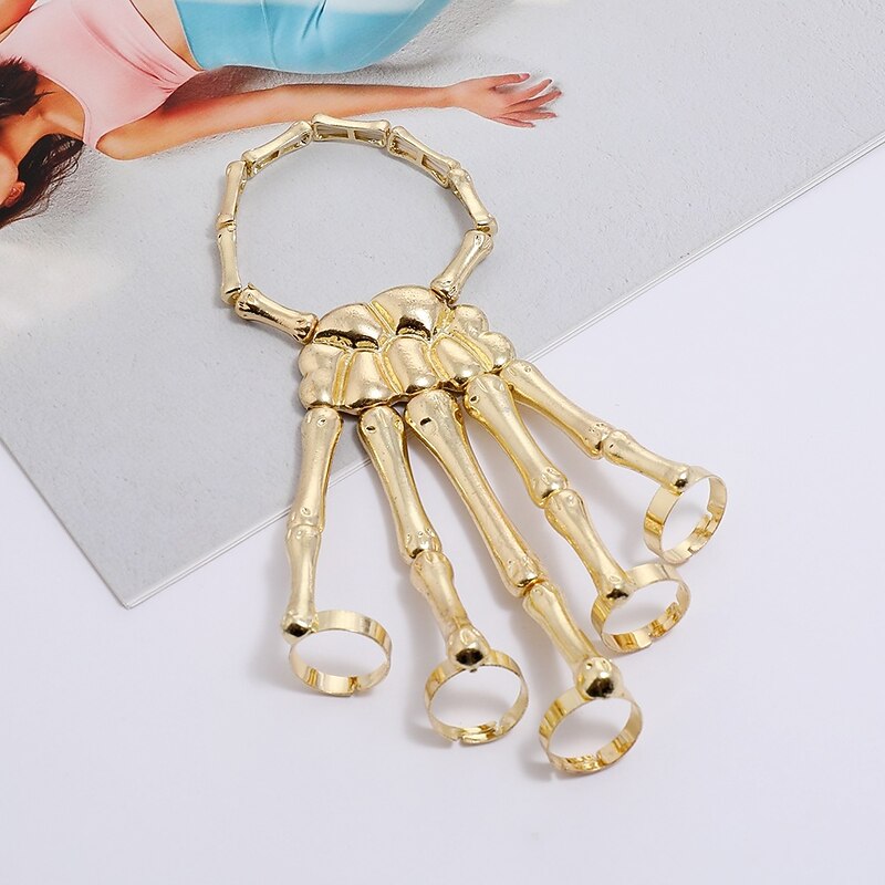 Skull Halloween Halloween Props Hand Bracelet with Ring Halloween Adults' Men's Women's Halloween Carnival Mardi Gras Easy Halloween Costumes Dress Up3