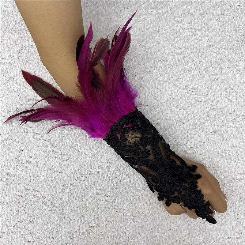 Retro Vintage Punk & Gothic Long Gloves Witch Maleficent Lace Fancy Dress Women's Fantasy Walpurgis Night Masquerade Party / Evening Adults' Glove4