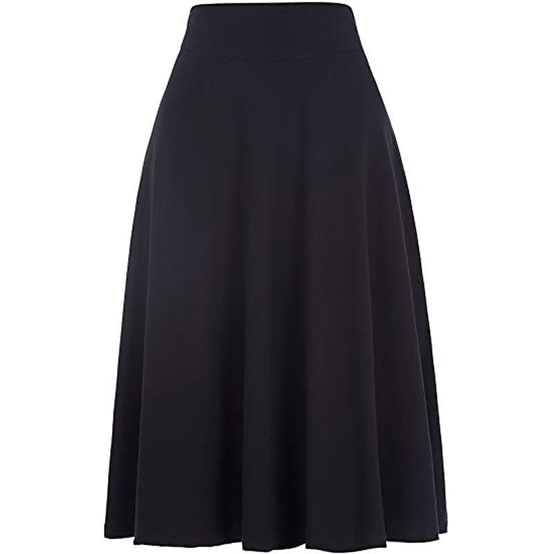 Women's Skirt A Line Knee-length High Waist Skirts Pleated Ruffle Solid Colored Maillard Street Daily Spring Fashion Casual Wine Black Yellow Dark Green3