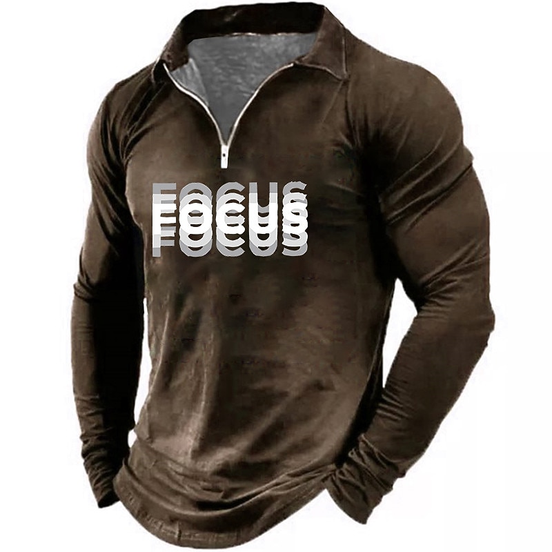 Men's Long Sleeve Quarter-Zip Pullover 'FOCUS' Graphic Lifestyle Fitness Top4