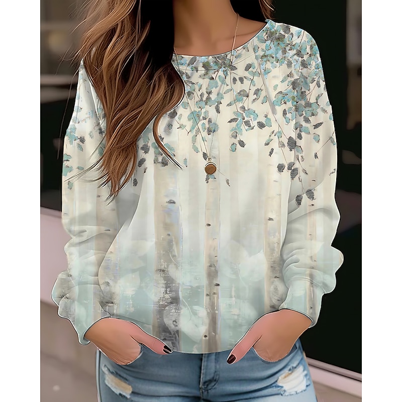 Women's Sweatshirt Pullover Floral Cat Street Casual Vintage Sports Basic Round Neck Long Sleeve Top Micro-elastic Fall & Winter Comfrt Breathable Soft Fabric3