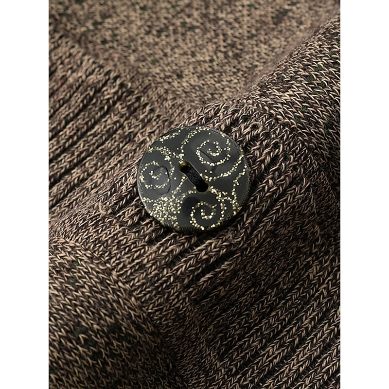 Women's Cardigan Sweater Stylish Casual Soft Floral Ribbed Crew Neck Buttons Pocket Long Sleeve Knit Outdoor Holiday Going out claret Grass Green Fall Winter3