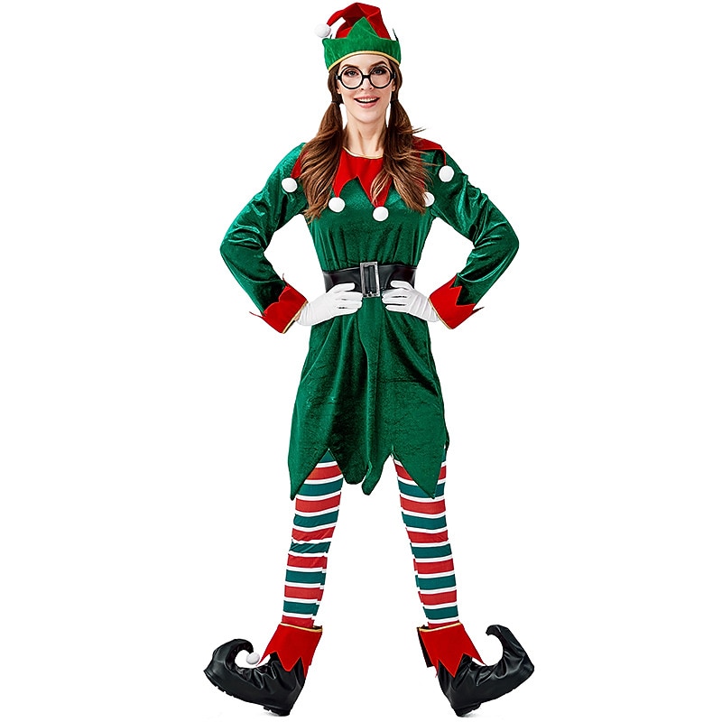 Santa Claus Elf Mrs.Claus Outfits Christmas Hat Fancy Christmas Dress Women's Christmas Adults' Christmas Carnival Christmas Eve Christmas Party Coat Pants Gloves Belt Leg Warmers2