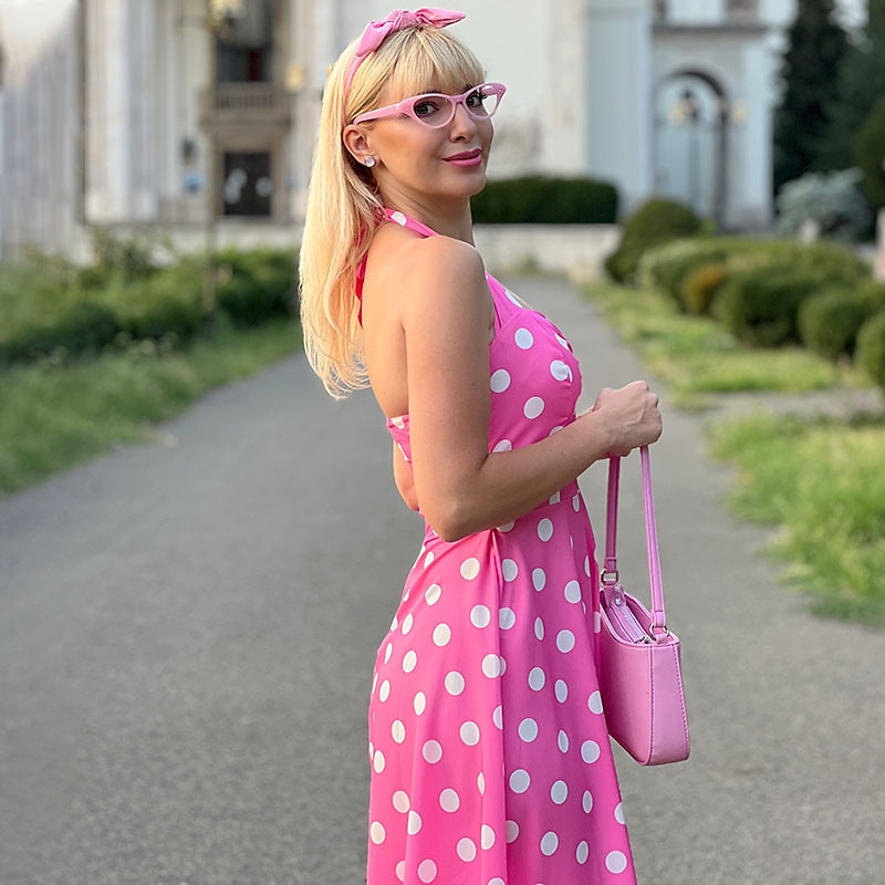 Elegant Polka Dots Retro Vintage Grease Outfits A-Line Dress Swing Dress Flare Dress Doll Polka Dot Fancy Dress Women's Party / Evening Adults' Dress Headband Homecoming Dresses4