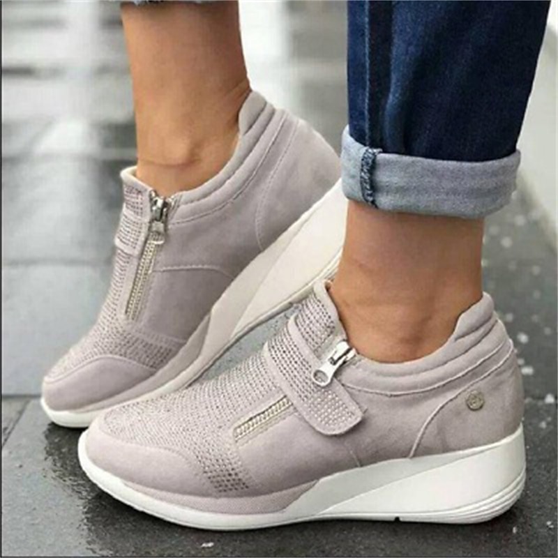Women's Sneakers Plus Size Platform Sneakers Outdoor Daily Solid Color Summer Wedge Heel Round Toe Elegant Casual Comfort Satin Magic Tape Black Blue khaki3