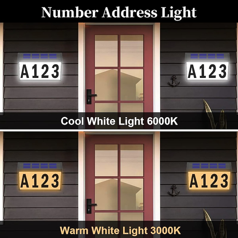 Solar House Numbers Light Lighted House Numbers Sign Plaque Address Numbers for Houses Waterproof LED Solar Powered Address Sign for Houses Mailbox Street Yard2