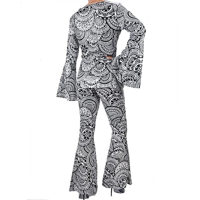 Retro Vintage Hippie 1970s Cosplay Costume Outfits Headband Flare Cuff Sleeve Hippie Disco Fancy Dress Women's Halloween Carnival Masquerade Party / Evening Holiday Pride Parade Adults' Shirt Pants3