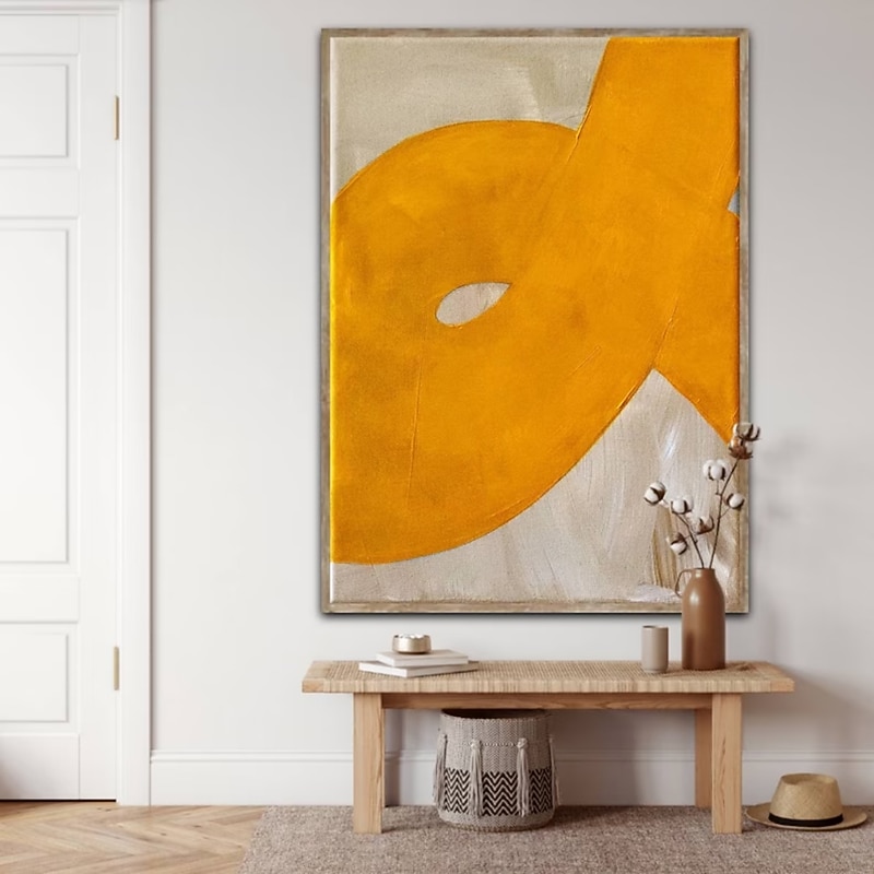 Handmade Oil Painting Canvas Wall Art Decoration Modern Wabi-Sabi Style Minimalist for living room Home Decor Rolled Frameless Unstretched Painting - Main Image