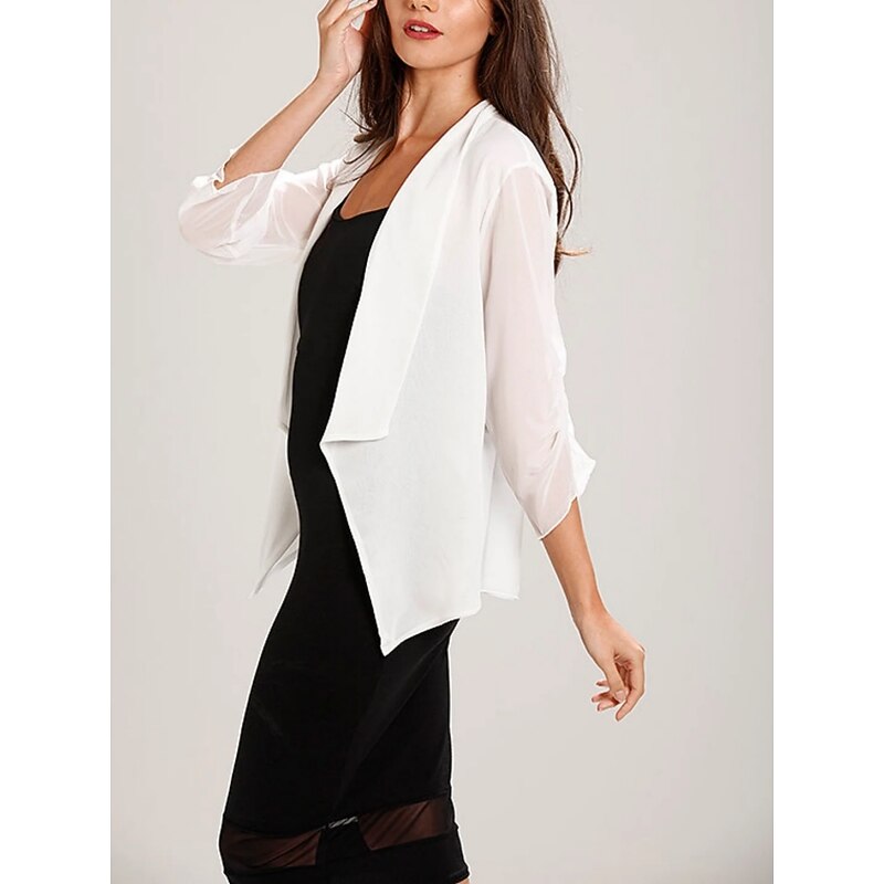 Shawls Women's Wrap Bolero Mother's Wraps Elegant Pure 3/4 Length Sleeve Chiffon Wedding Wraps With Pure Color For Wedding Guest Fall4