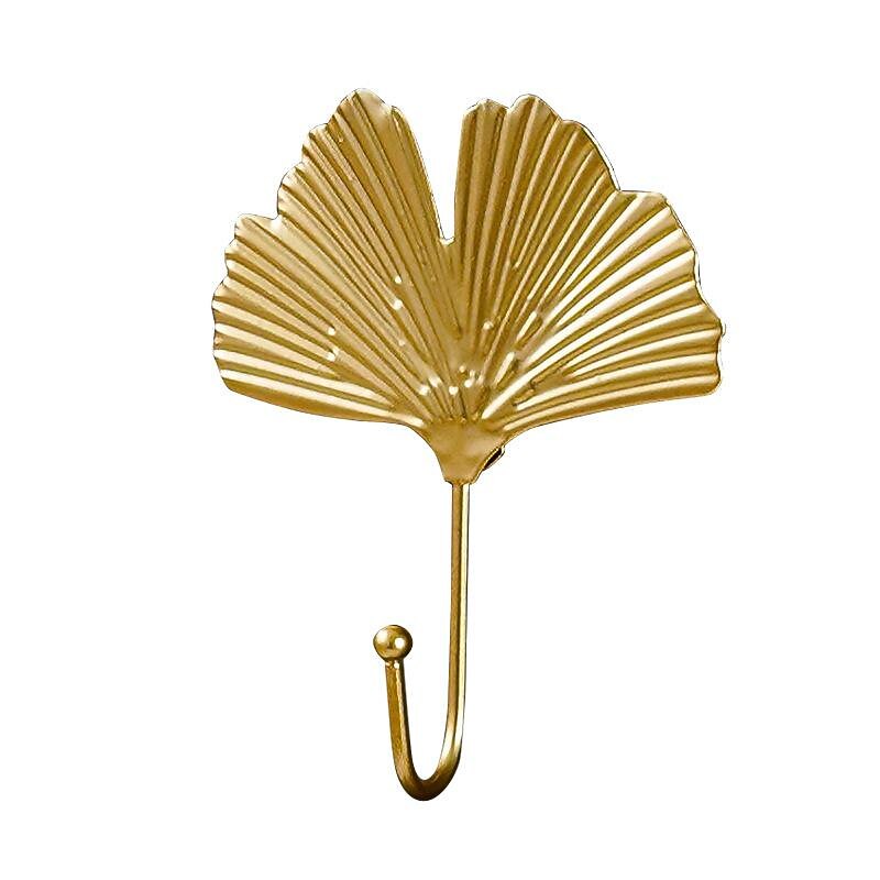 1pc Leaf Shape Traceless Punch Free Wall Hook, Metal Wall Decor Kitchen Bathroom Wall Hook For Hanging Key Ornaments, Decorative Hook4