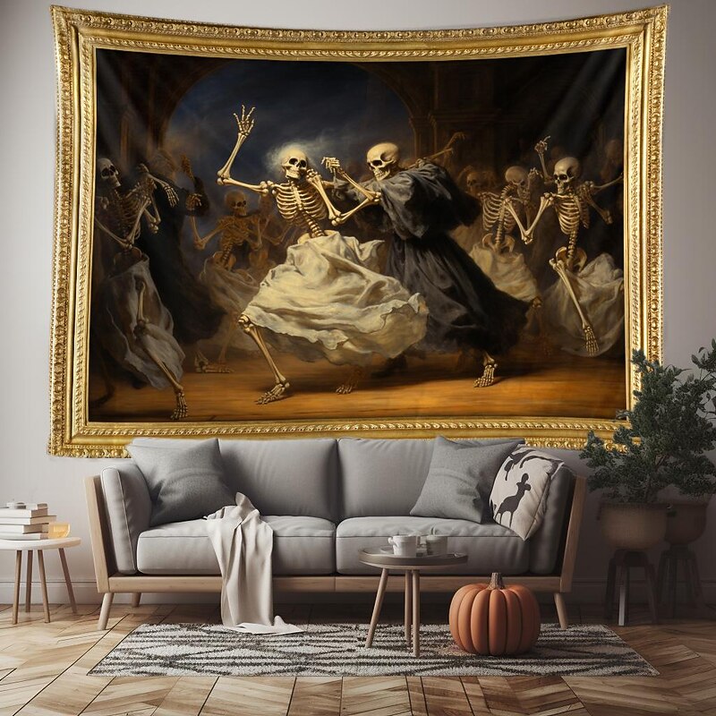 Halloween Skull Skeleton Party Hanging Tapestry Wall Art Large Tapestry Mural Decor Photograph Backdrop Blanket Curtain Home Bedroom Living Room2