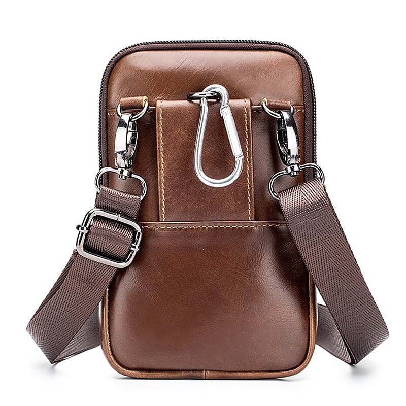 Vintage Brown Leather Crossbody Sling Bag - Ideal for Phone and Cards, Compact Design with Secure Pockets, Perfect for Everyday Use2