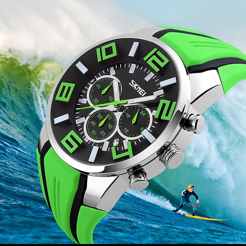 Mens Skmei Stop Watch Luxury Watches Silicone Strap Casual Watches For Men Waterproof Quartz 9128 Clock3